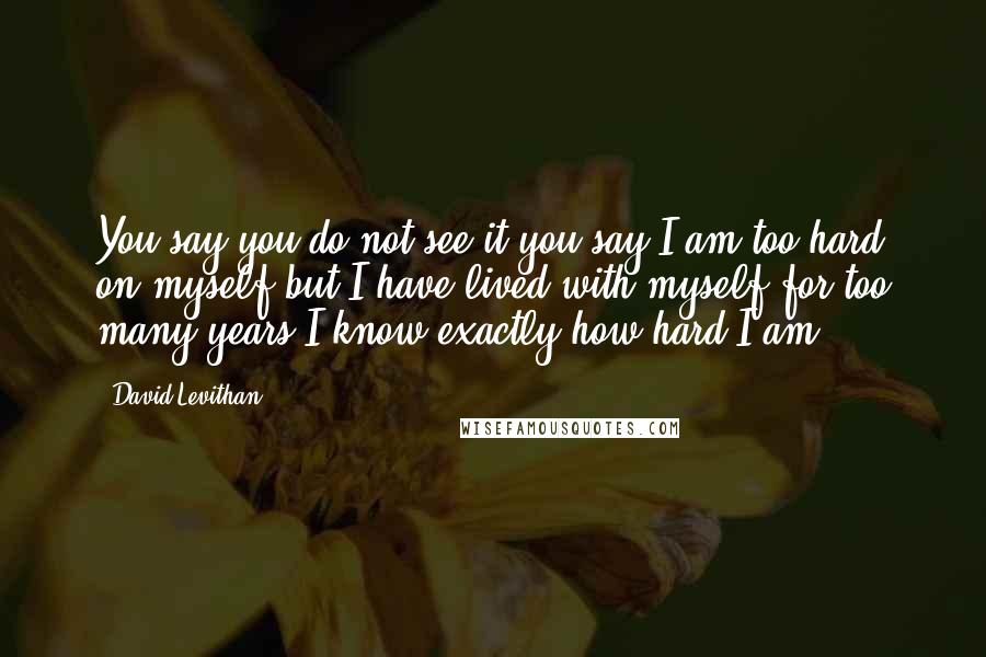 David Levithan Quotes: You say you do not see it.you say I am too hard on myself.but I have lived with myself for too many years.I know exactly how hard I am.