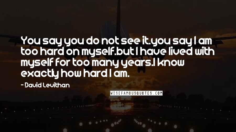 David Levithan Quotes: You say you do not see it.you say I am too hard on myself.but I have lived with myself for too many years.I know exactly how hard I am.