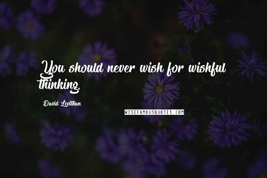 David Levithan Quotes: You should never wish for wishful thinking.