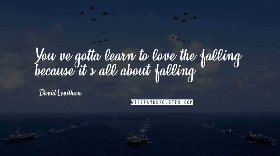 David Levithan Quotes: You've gotta learn to love the falling, because it's all about falling.