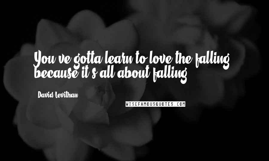 David Levithan Quotes: You've gotta learn to love the falling, because it's all about falling.