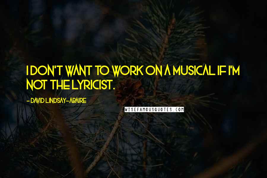 David Lindsay-Abaire Quotes: I don't want to work on a musical if I'm not the lyricist.