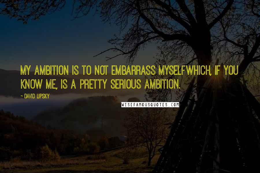 David Lipsky Quotes: My ambition is to not embarrass myselfwhich, if you know me, is a pretty serious ambition.
