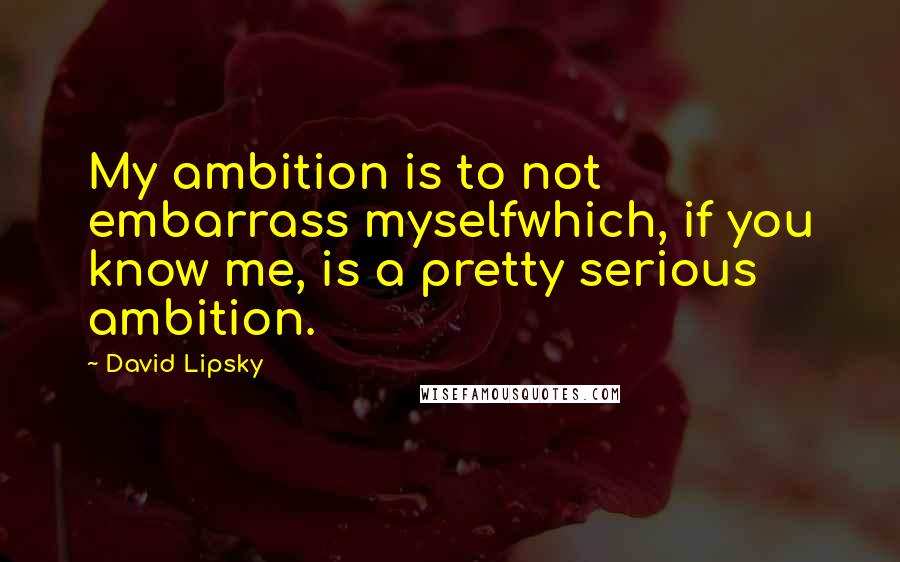 David Lipsky Quotes: My ambition is to not embarrass myselfwhich, if you know me, is a pretty serious ambition.