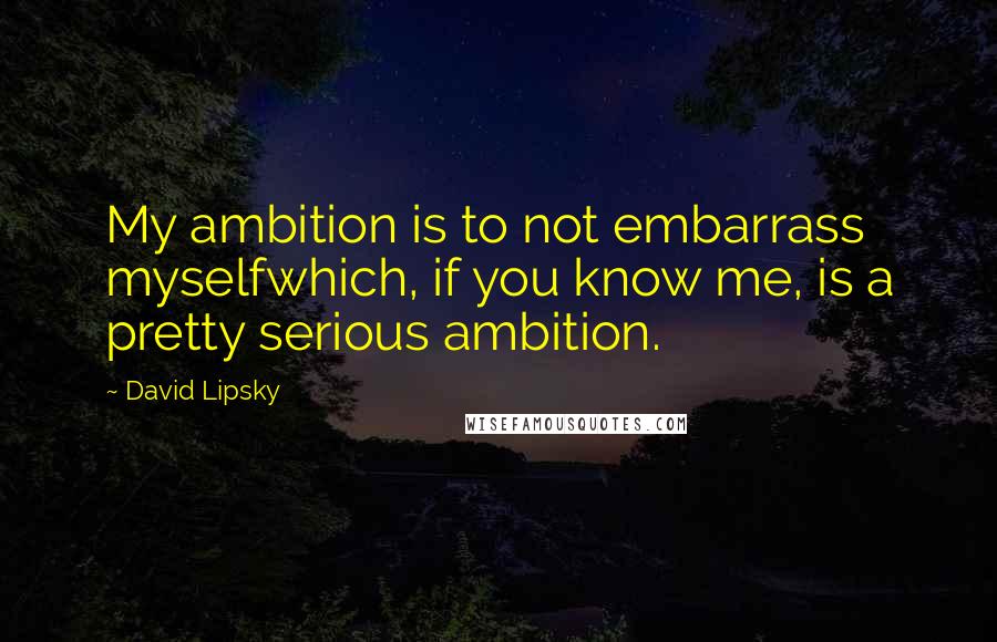 David Lipsky Quotes: My ambition is to not embarrass myselfwhich, if you know me, is a pretty serious ambition.