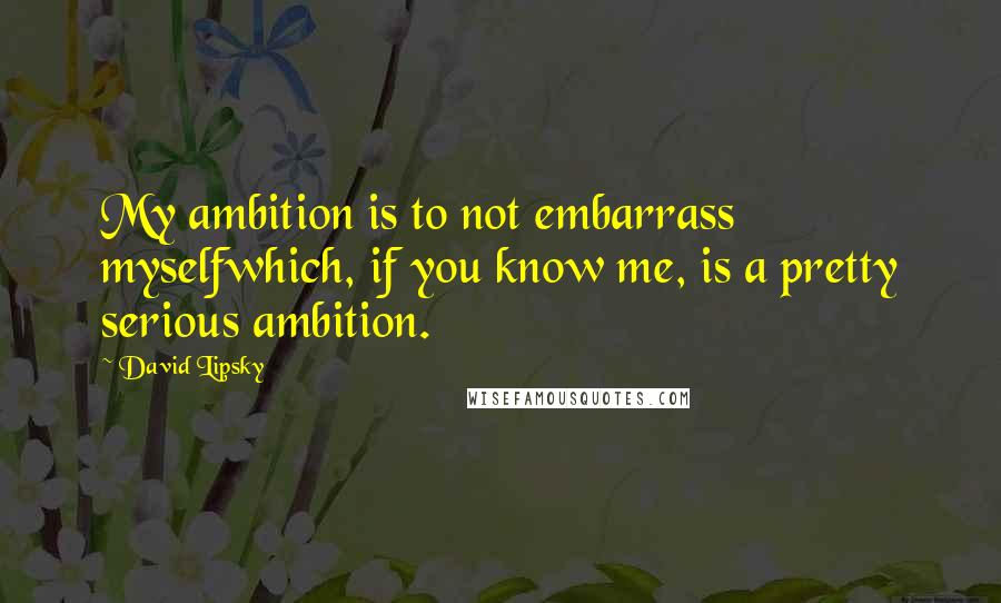 David Lipsky Quotes: My ambition is to not embarrass myselfwhich, if you know me, is a pretty serious ambition.