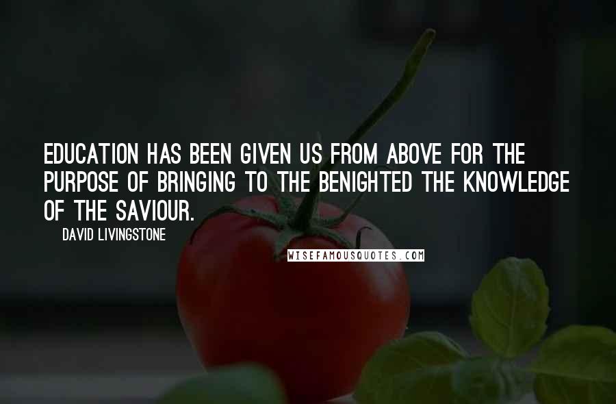 David Livingstone Quotes: Education has been given us from above for the purpose of bringing to the benighted the knowledge of the Saviour.