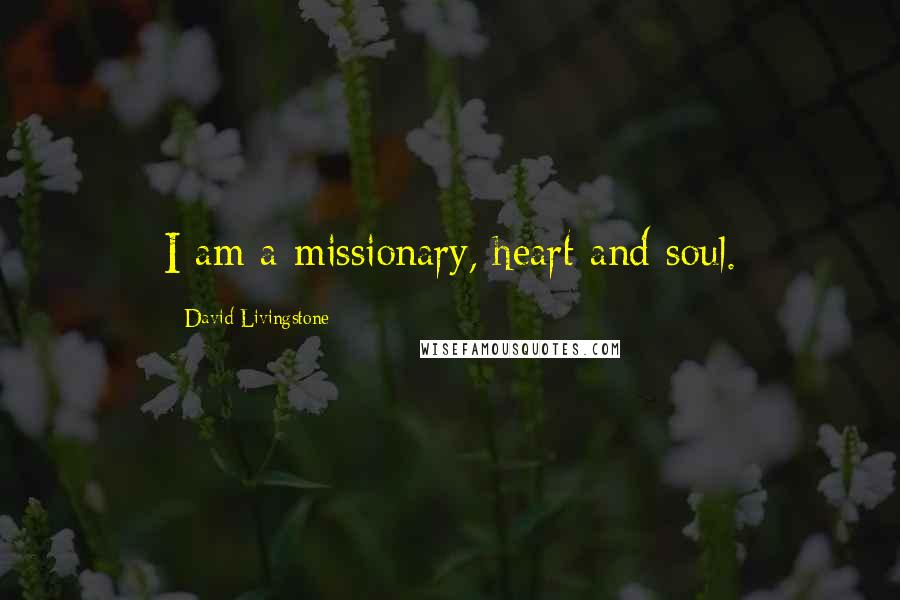 David Livingstone Quotes: I am a missionary, heart and soul.