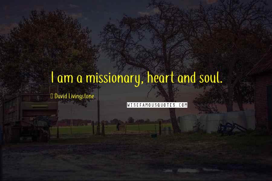 David Livingstone Quotes: I am a missionary, heart and soul.