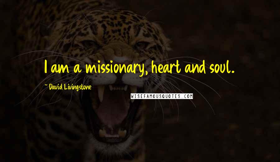 David Livingstone Quotes: I am a missionary, heart and soul.