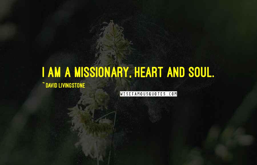 David Livingstone Quotes: I am a missionary, heart and soul.