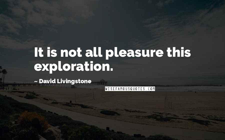 David Livingstone Quotes: It is not all pleasure this exploration.