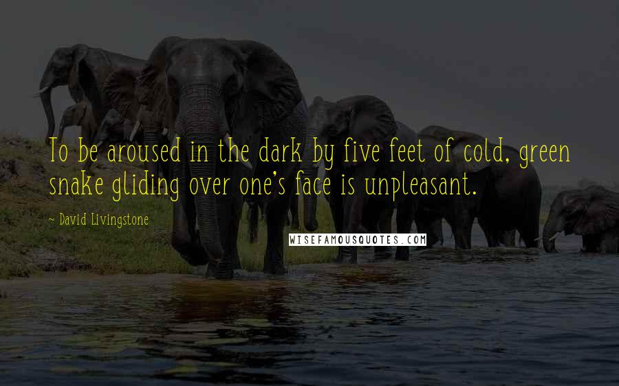 David Livingstone Quotes: To be aroused in the dark by five feet of cold, green snake gliding over one's face is unpleasant.