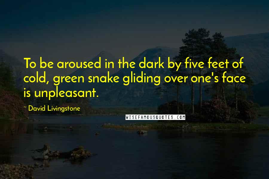 David Livingstone Quotes: To be aroused in the dark by five feet of cold, green snake gliding over one's face is unpleasant.