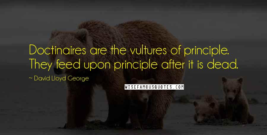 David Lloyd George Quotes: Doctinaires are the vultures of principle. They feed upon principle after it is dead.