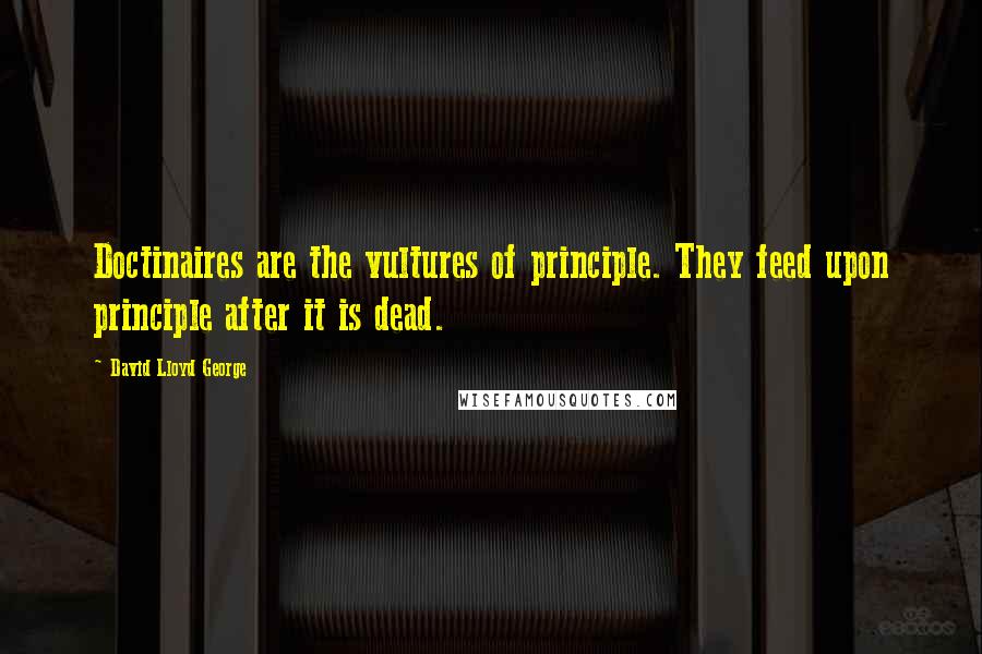 David Lloyd George Quotes: Doctinaires are the vultures of principle. They feed upon principle after it is dead.