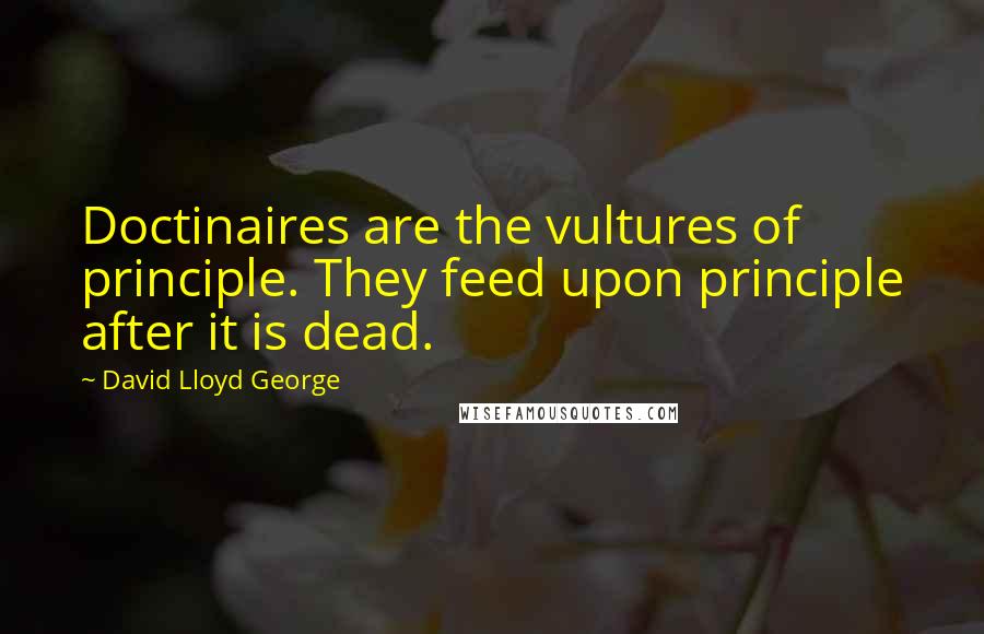 David Lloyd George Quotes: Doctinaires are the vultures of principle. They feed upon principle after it is dead.
