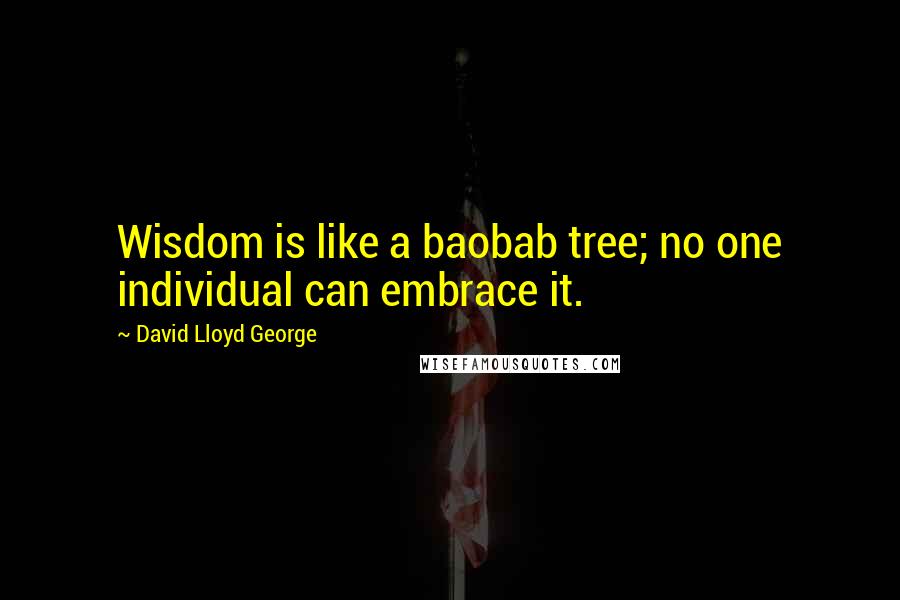 David Lloyd George Quotes: Wisdom is like a baobab tree; no one individual can embrace it.