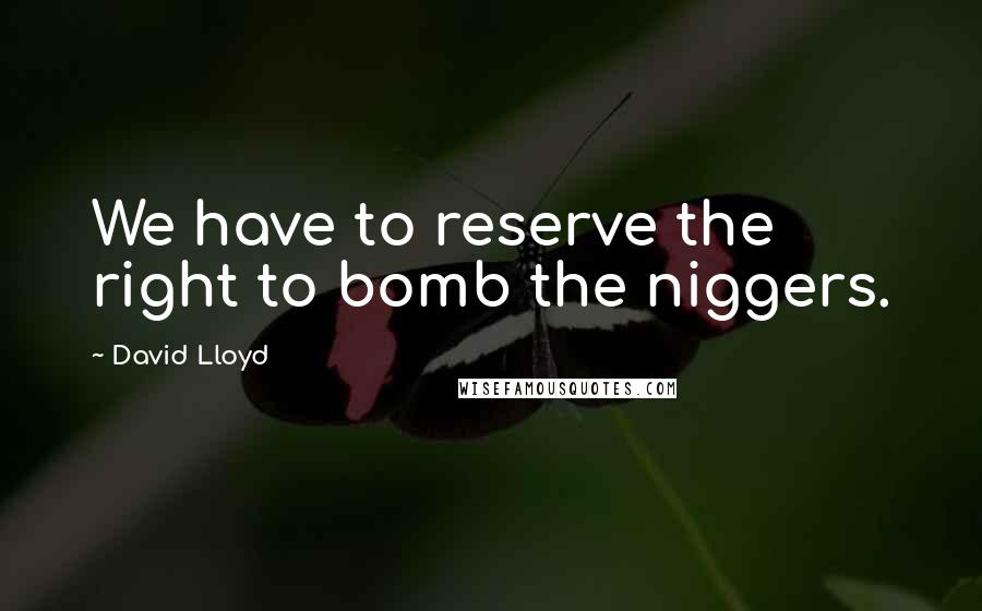 David Lloyd Quotes: We have to reserve the right to bomb the niggers.