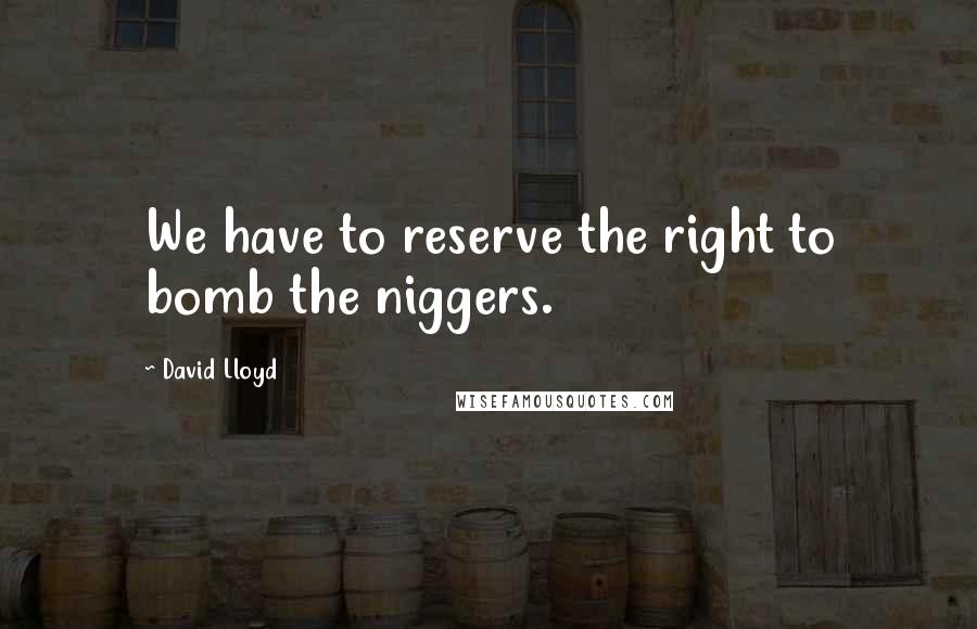 David Lloyd Quotes: We have to reserve the right to bomb the niggers.