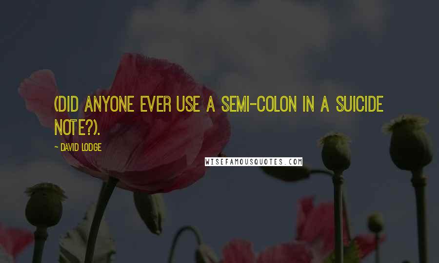 David Lodge Quotes: (did anyone ever use a semi-colon in a suicide note?).