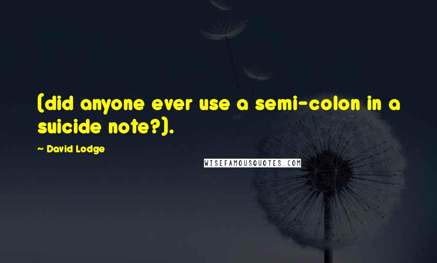 David Lodge Quotes: (did anyone ever use a semi-colon in a suicide note?).