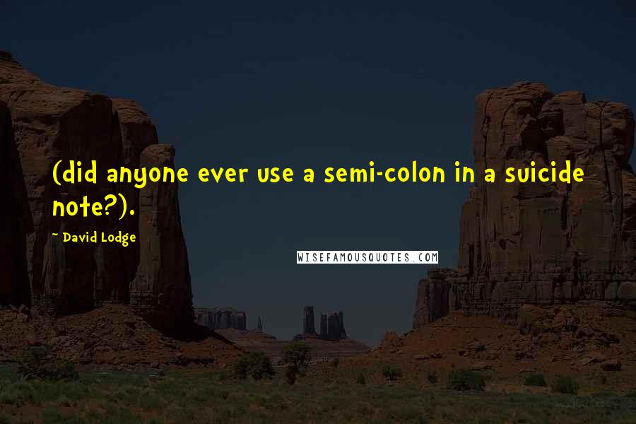 David Lodge Quotes: (did anyone ever use a semi-colon in a suicide note?).