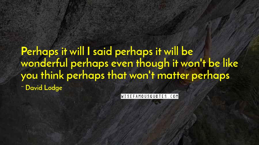 David Lodge Quotes: Perhaps it will I said perhaps it will be wonderful perhaps even though it won't be like you think perhaps that won't matter perhaps