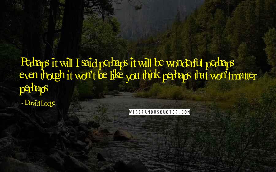 David Lodge Quotes: Perhaps it will I said perhaps it will be wonderful perhaps even though it won't be like you think perhaps that won't matter perhaps