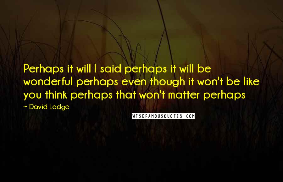 David Lodge Quotes: Perhaps it will I said perhaps it will be wonderful perhaps even though it won't be like you think perhaps that won't matter perhaps