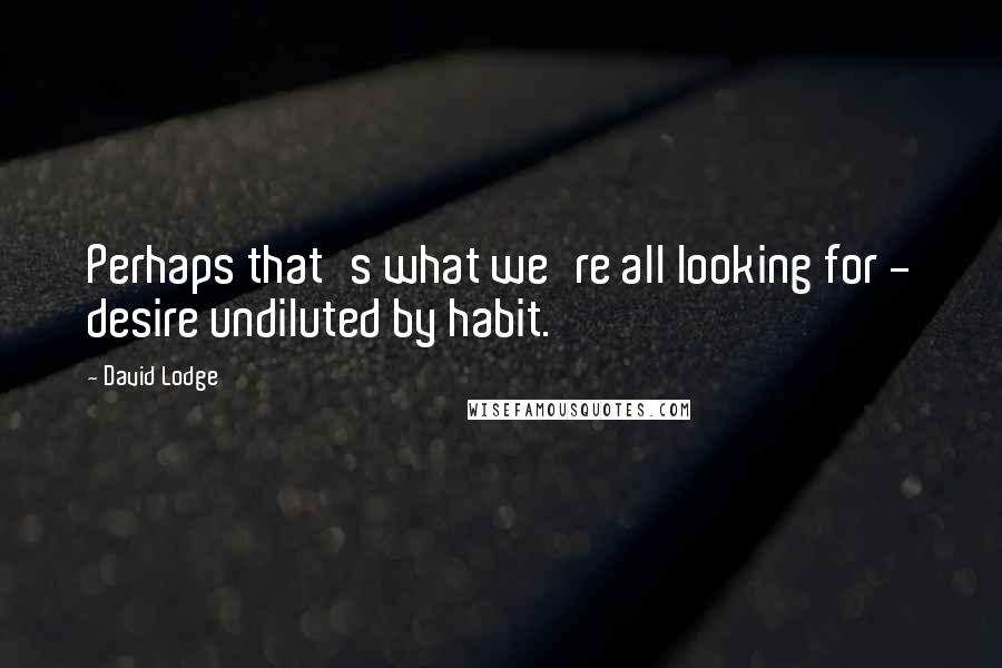 David Lodge Quotes: Perhaps that's what we're all looking for - desire undiluted by habit.
