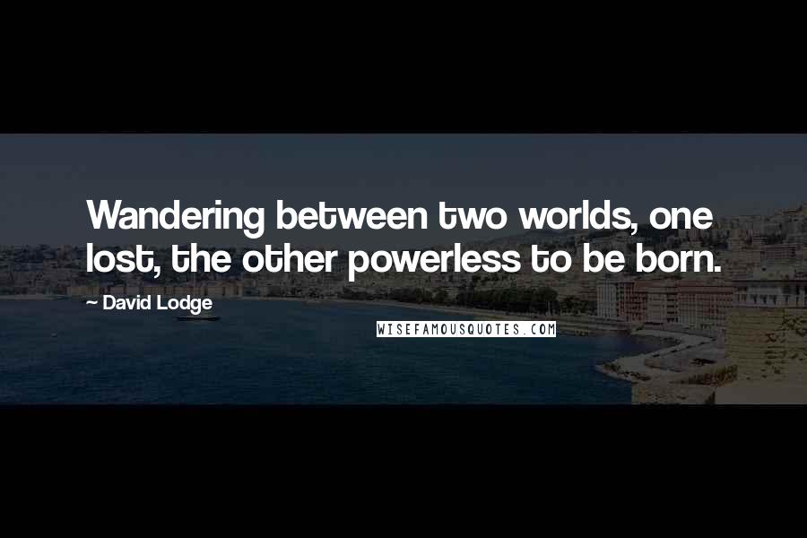 David Lodge Quotes: Wandering between two worlds, one lost, the other powerless to be born.