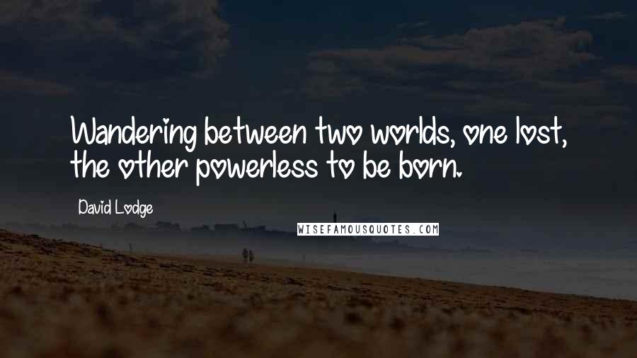 David Lodge Quotes: Wandering between two worlds, one lost, the other powerless to be born.