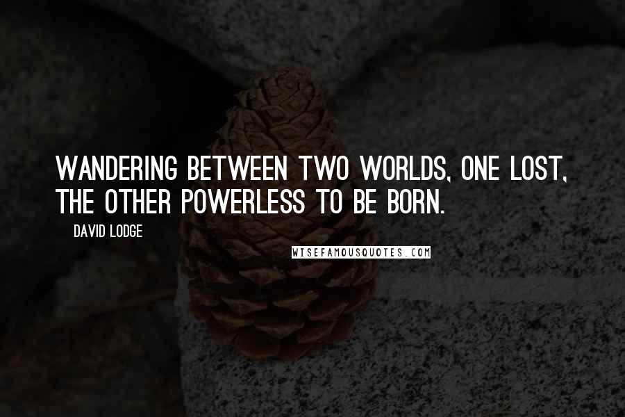 David Lodge Quotes: Wandering between two worlds, one lost, the other powerless to be born.