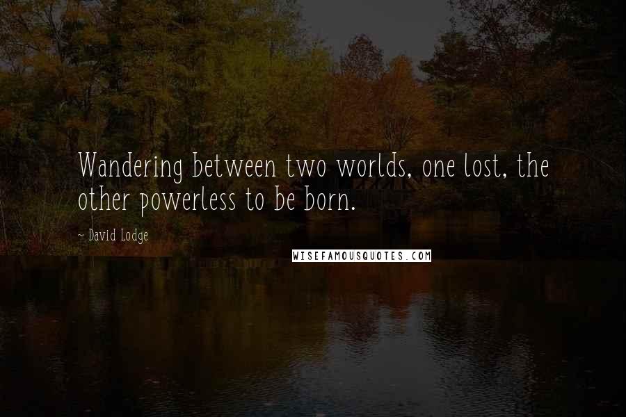 David Lodge Quotes: Wandering between two worlds, one lost, the other powerless to be born.