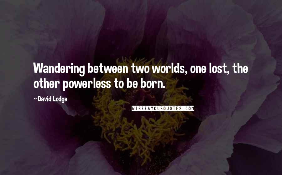 David Lodge Quotes: Wandering between two worlds, one lost, the other powerless to be born.