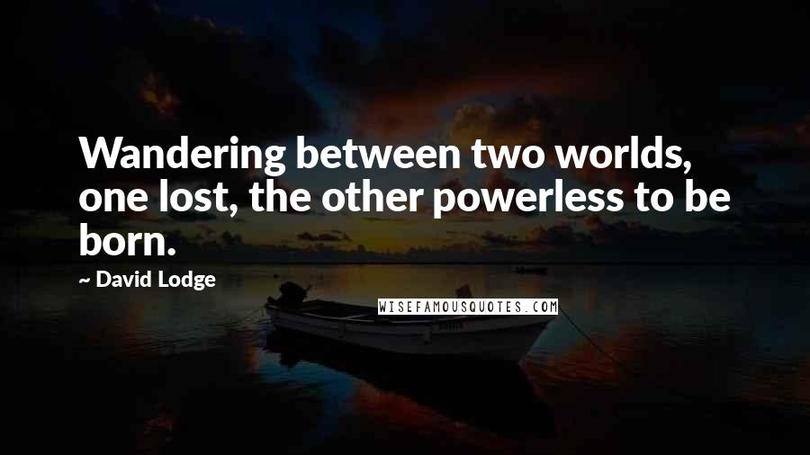 David Lodge Quotes: Wandering between two worlds, one lost, the other powerless to be born.