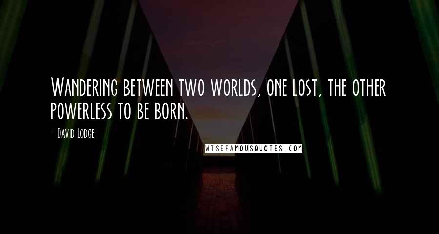 David Lodge Quotes: Wandering between two worlds, one lost, the other powerless to be born.