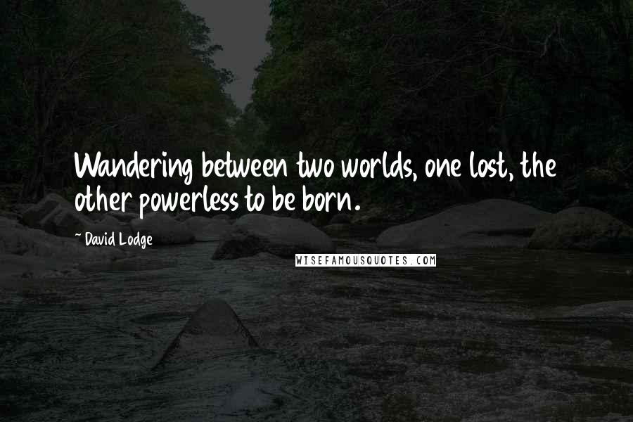 David Lodge Quotes: Wandering between two worlds, one lost, the other powerless to be born.