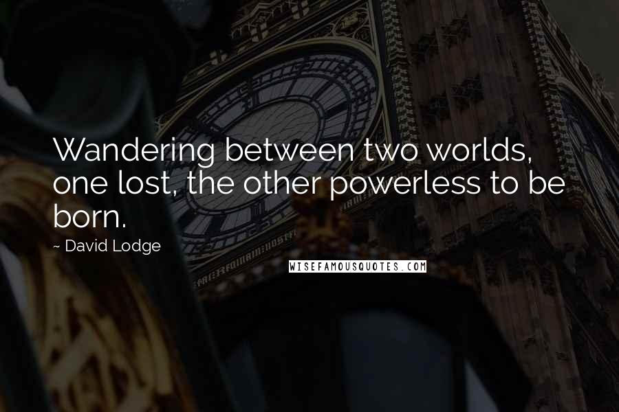 David Lodge Quotes: Wandering between two worlds, one lost, the other powerless to be born.