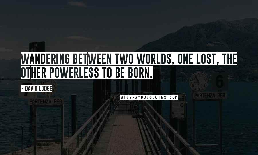 David Lodge Quotes: Wandering between two worlds, one lost, the other powerless to be born.