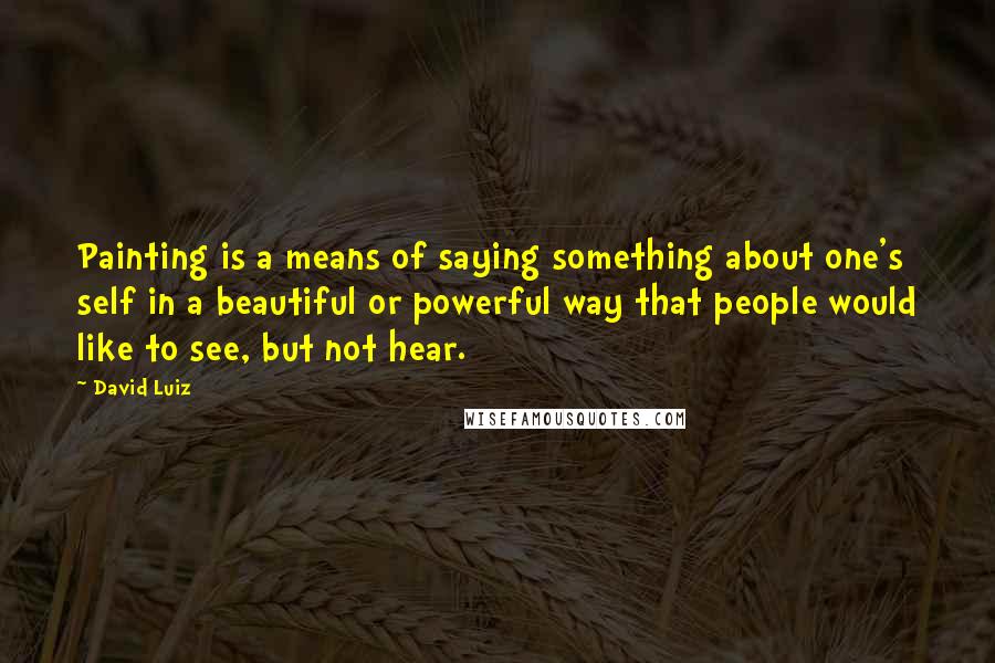 David Luiz Quotes: Painting is a means of saying something about one's self in a beautiful or powerful way that people would like to see, but not hear.