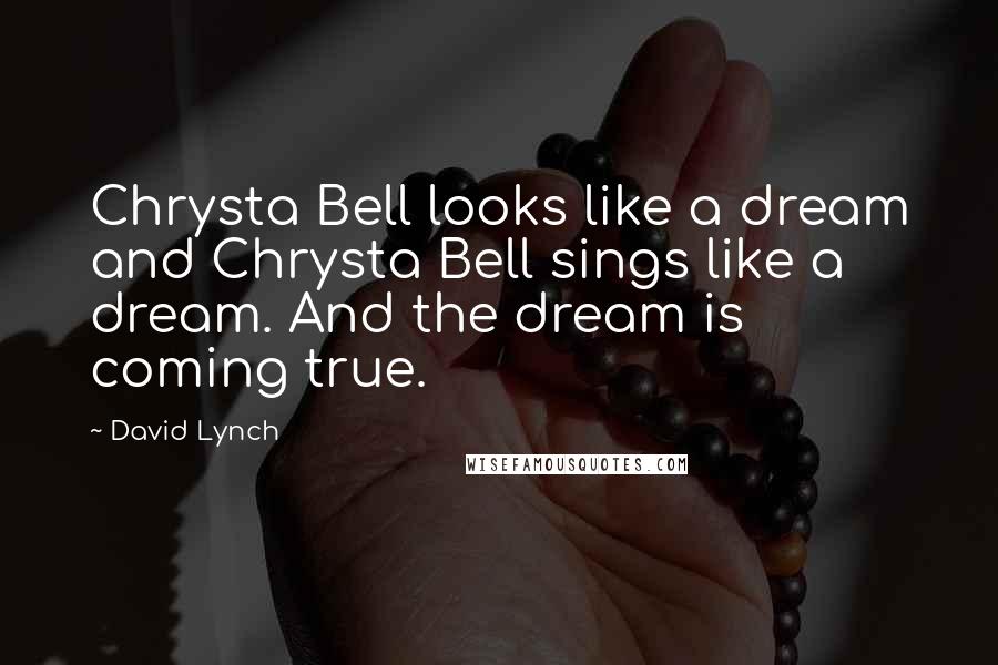 David Lynch Quotes: Chrysta Bell looks like a dream and Chrysta Bell sings like a dream. And the dream is coming true.