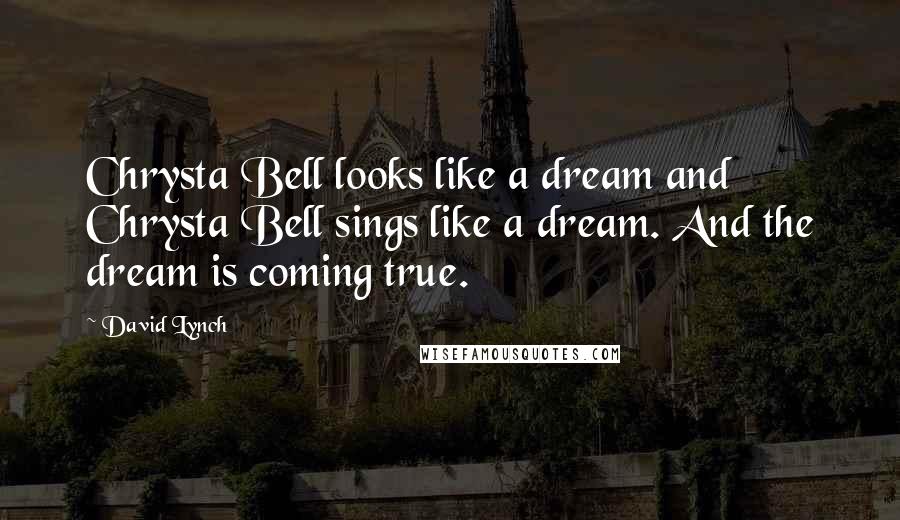 David Lynch Quotes: Chrysta Bell looks like a dream and Chrysta Bell sings like a dream. And the dream is coming true.