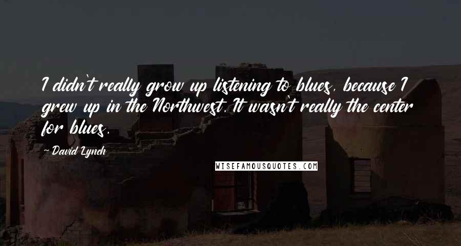 David Lynch Quotes: I didn't really grow up listening to blues, because I grew up in the Northwest. It wasn't really the center for blues.