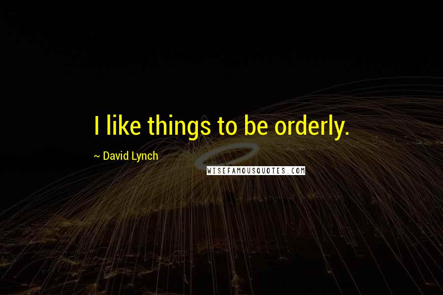 David Lynch Quotes: I like things to be orderly.