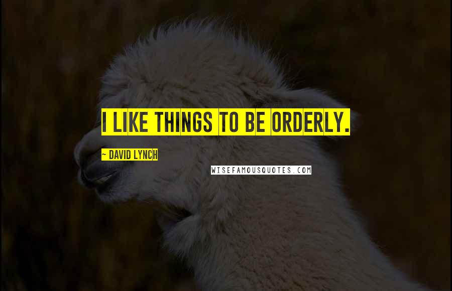 David Lynch Quotes: I like things to be orderly.