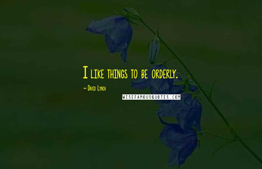 David Lynch Quotes: I like things to be orderly.