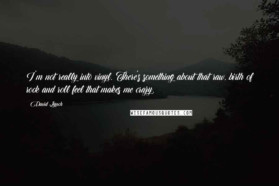 David Lynch Quotes: I'm not really into vinyl. There's something about that raw, birth of rock and roll feel that makes me crazy.