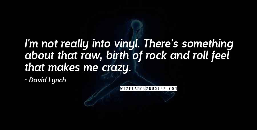 David Lynch Quotes: I'm not really into vinyl. There's something about that raw, birth of rock and roll feel that makes me crazy.